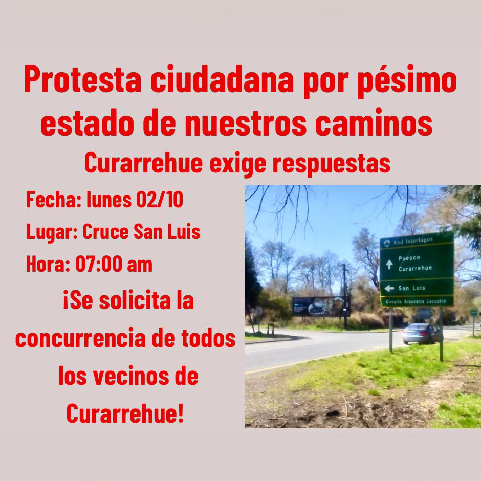 Vecinos convocan a nueva protesta por mal estado de caminos en Curarrehue