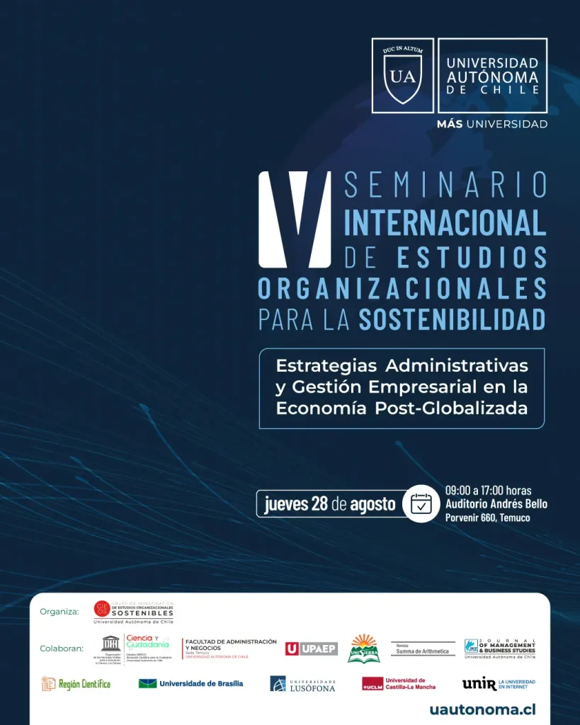 Temuco será sede del seminario internacional GIEOS-FAN sobre sostenibilidad organizacional