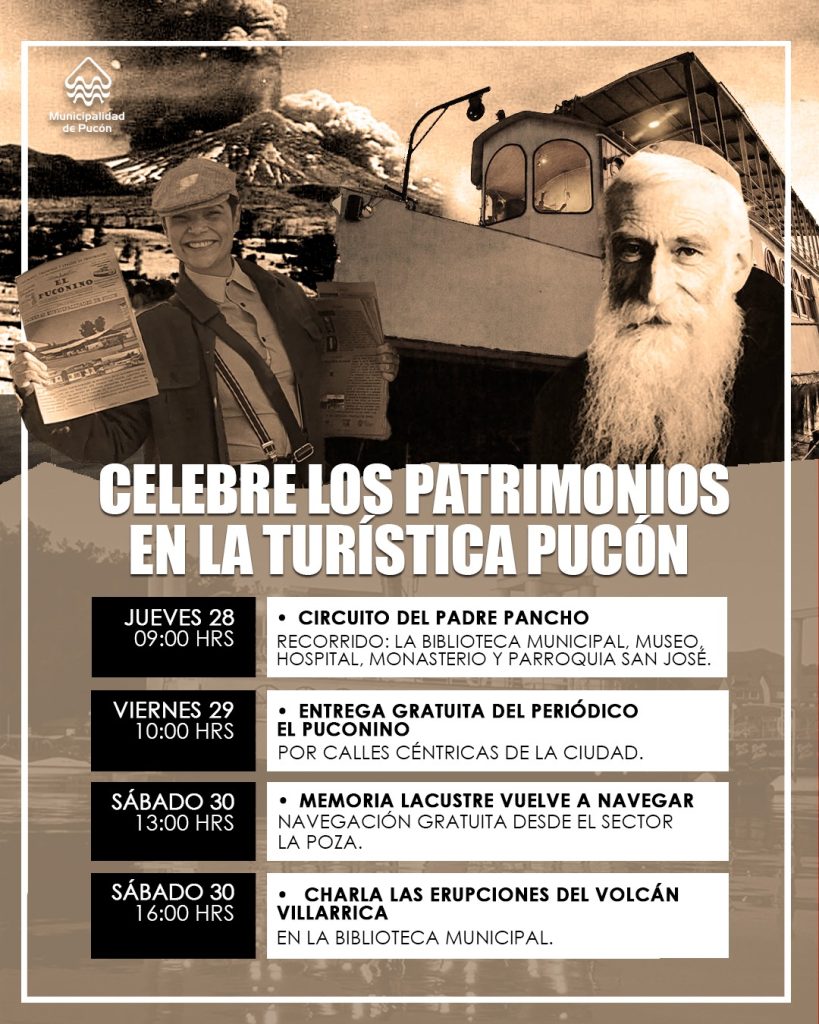 Pucón celebrará el Día de los Patrimonios con actividades culturales y lacustres