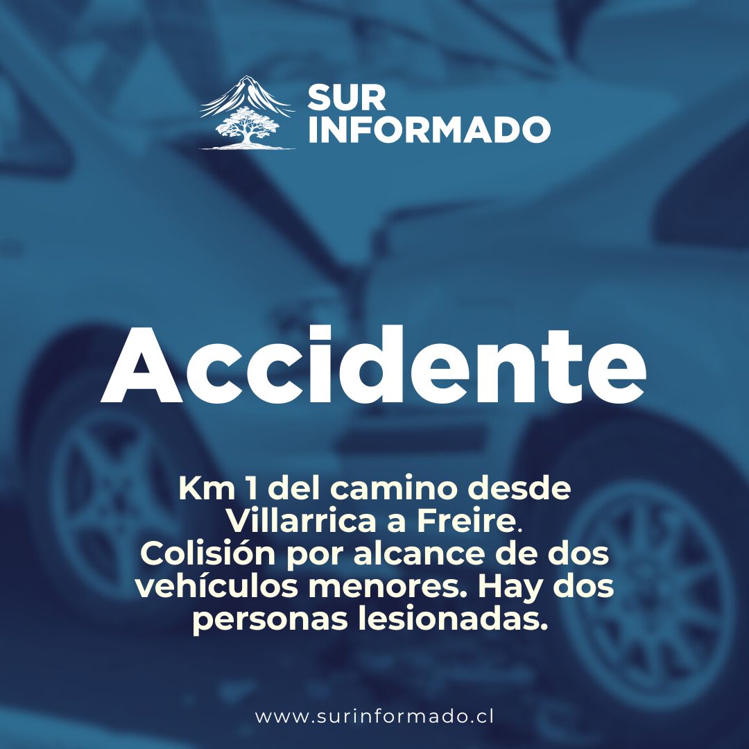 Colisión por alcance de dos vehículos menores en el km 1 de la ruta Villarrica y Freire