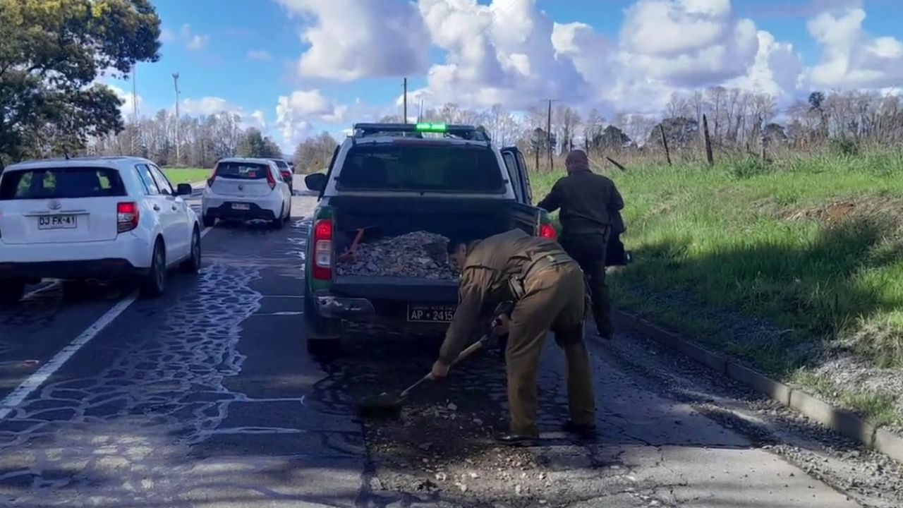 Video de Carabineros asfaltando baches en la Ruta Freire Villarrica causaron indignación