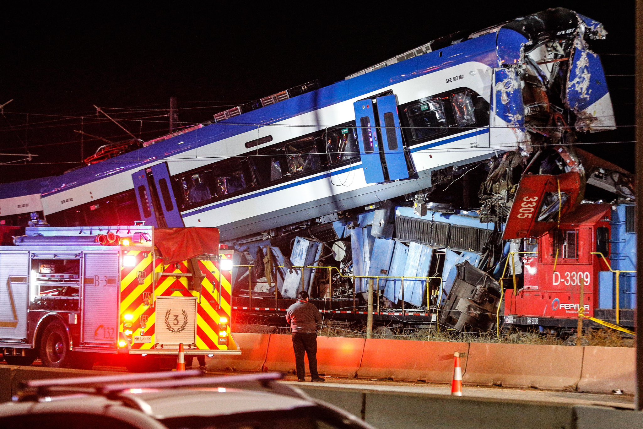 Violento choque de trenes en San Bernardo: Dos muertos y 9 heridos