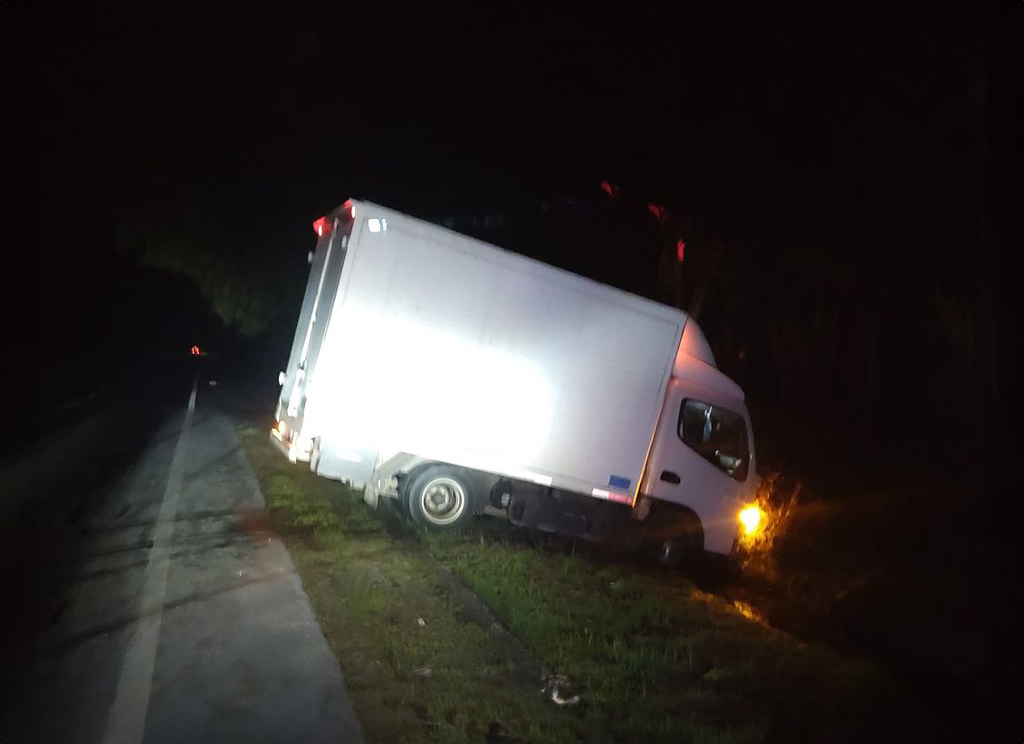 Accidente vehicular en la ruta Freire - Villarrica: Vehículo en zanja en sector cruce Cunco