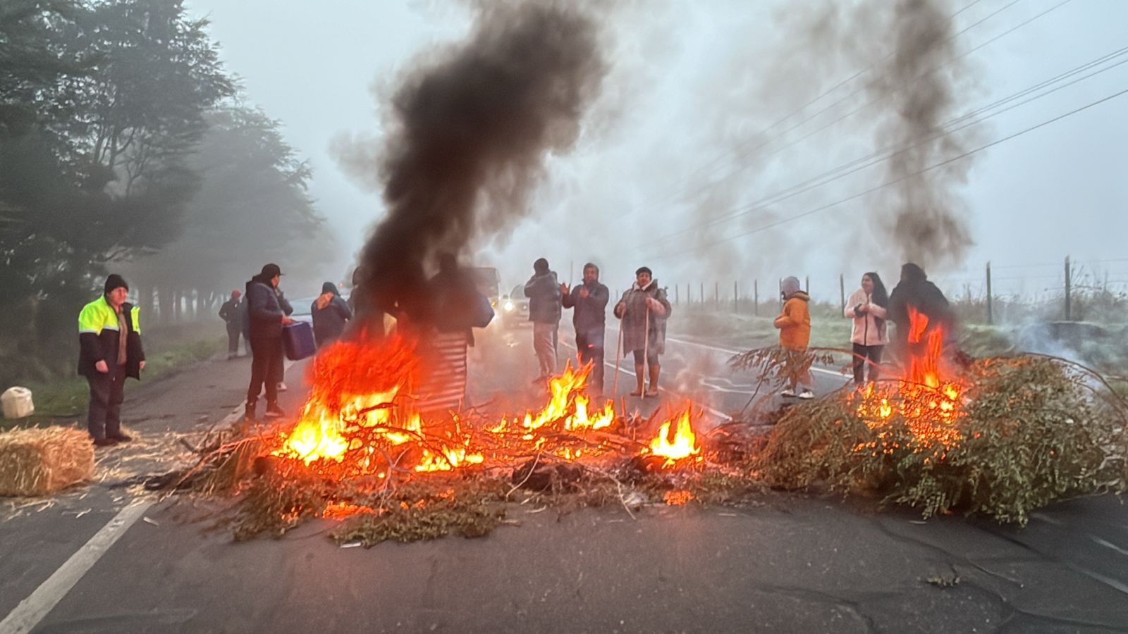 Caos en la ruta Freire-Villarrica: Vecinos cortan el tránsito en protesta por cortes de luz