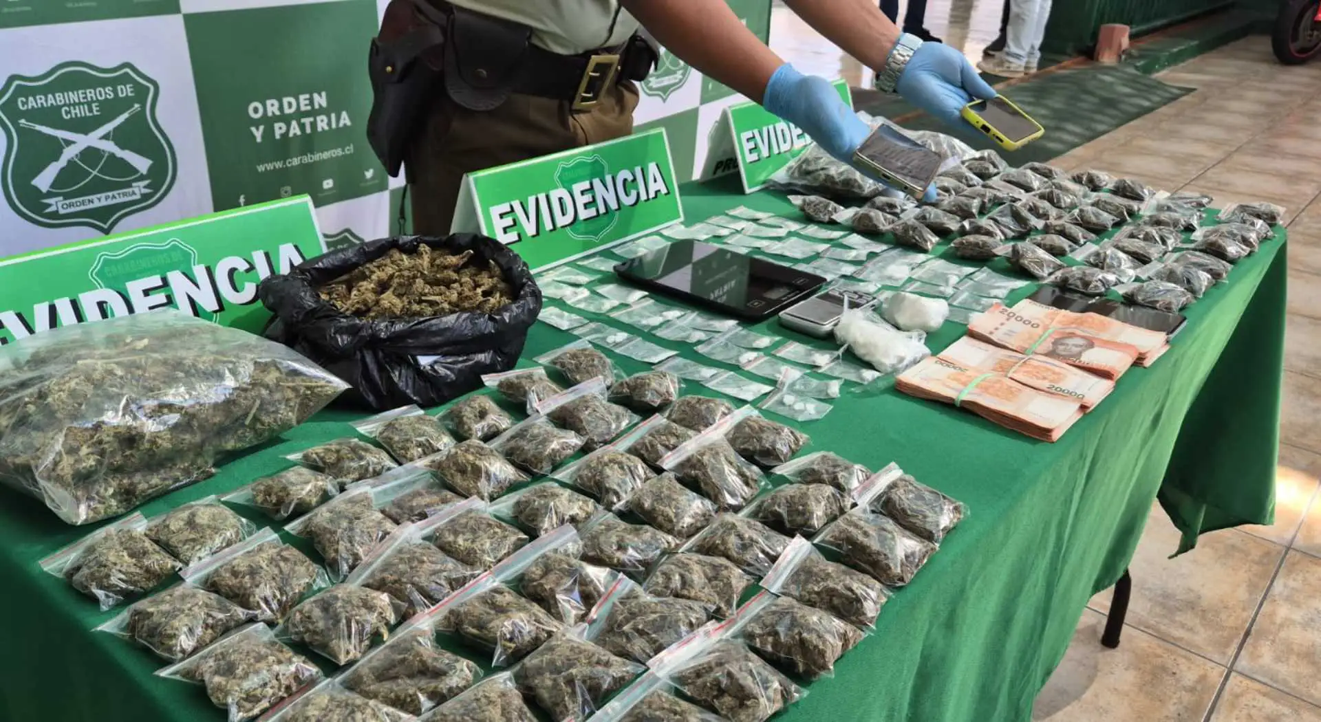 Carabineros incauta 210 kg de drogas en La Araucanía en lo que va de 2025.