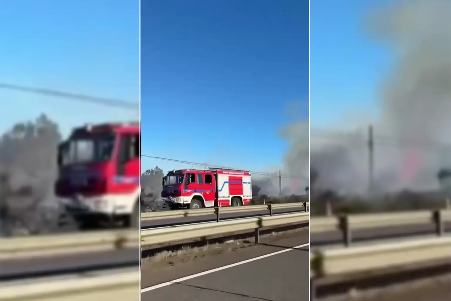 Incendio en km 705 de la Ruta 5 Sur mantiene trabajos de Bomberos en Pitrufquén