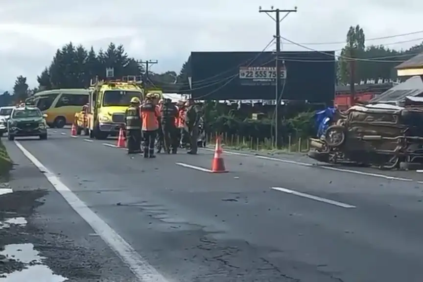 Grave accidente en ruta Villarrica Freire deja dos personas fallecidas