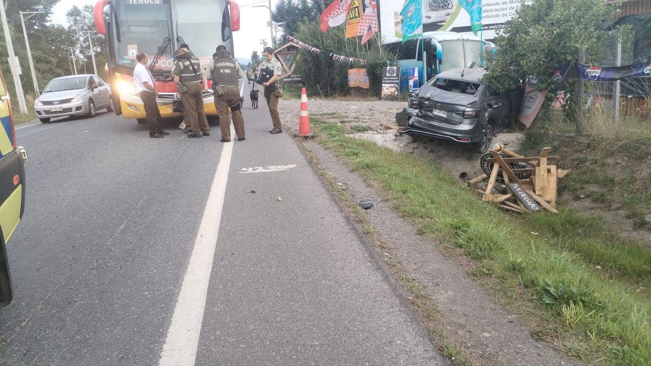 Colisión en la ruta Villarrica Freire movilizó a Bomberos, SAMU y Carabineros.