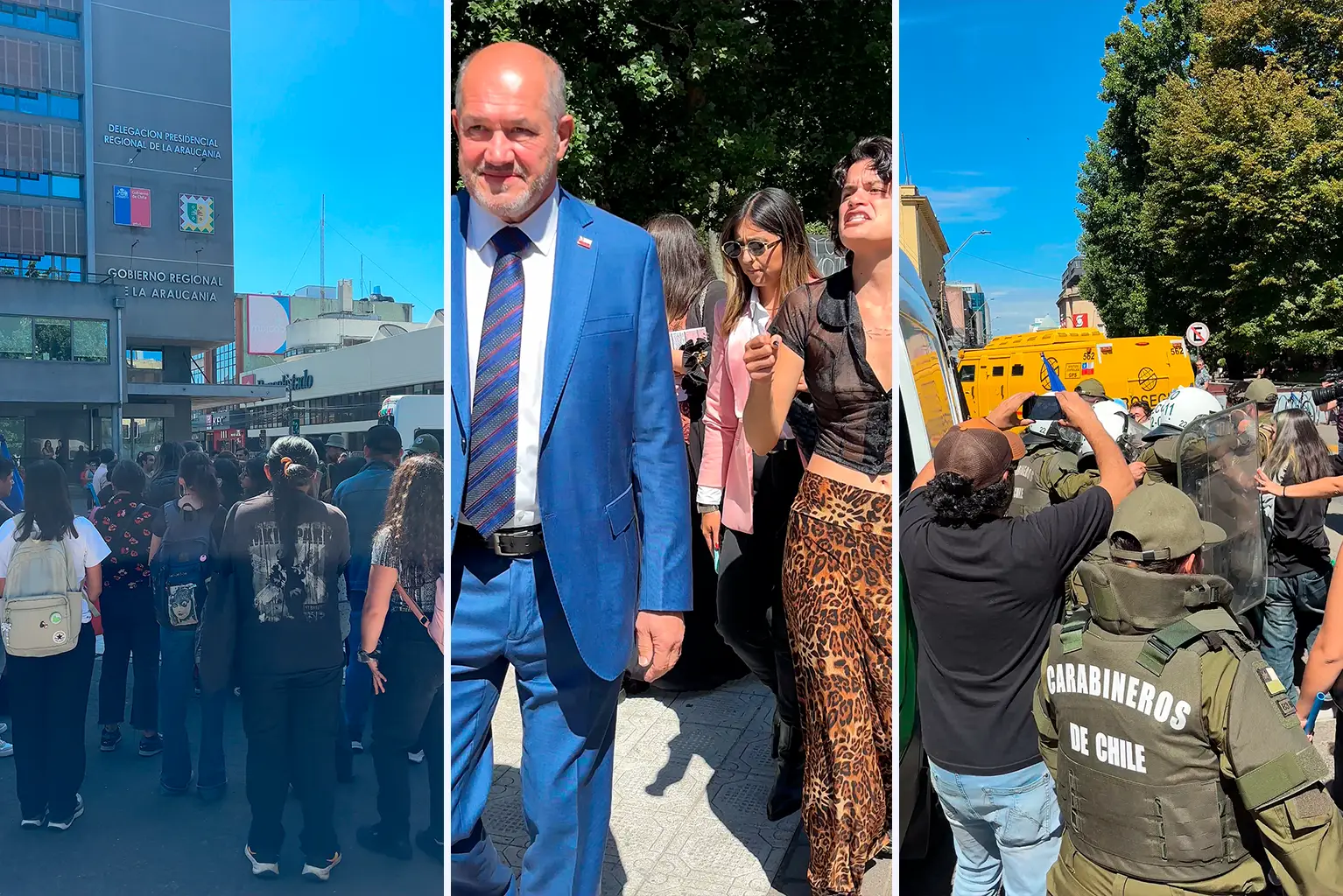 Manifestación en Temuco reunió a cerca de cien personas frente al Gobierno Regional.
